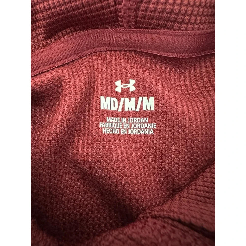 Adidas Hoodie Pullover Men's Size Medium Red Lightweight Thermal Long Sleeve EUC